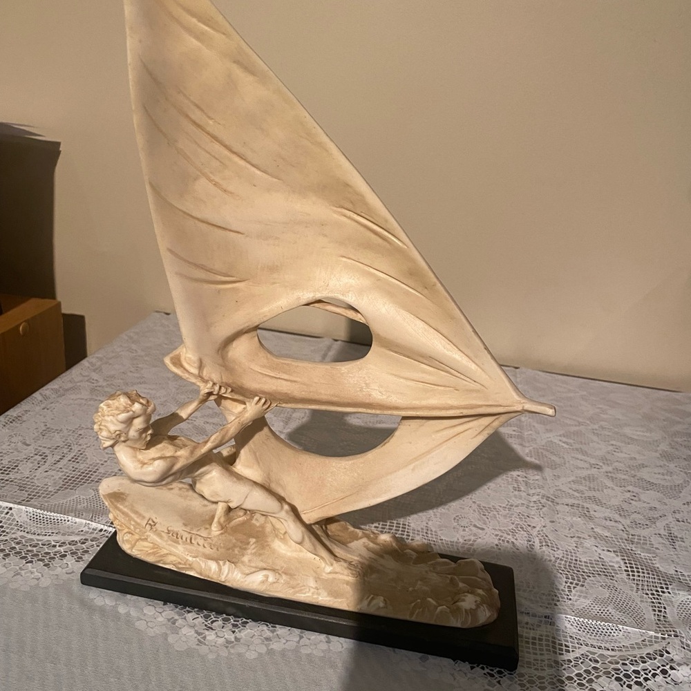 A Santini Sculpture Alabaster Resin Signed LARGE 12” x 8.5”